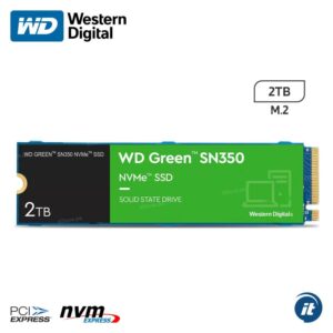 Disco SSD WESTERN DIGITAL Green SN350 2TB NVMe PCIe 3200Mbps M.2 2280 WDS200T3G0C
